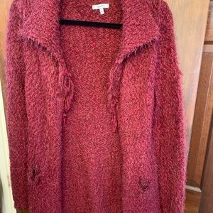 Fuzzy red cartigan